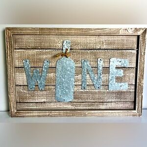 Rustic Barn Wood Wine Sign 23.5 x 16 inches